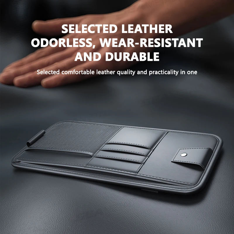 Car Sun Visor Storage Box Interior Auto Sunglasses Case Cards Holder Multi-Functional Car Sunshade Plate Organizer Bag
