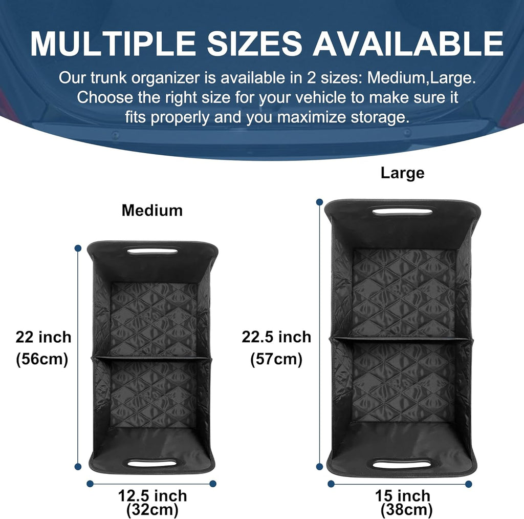 Car Trunk Organizer for SUV, Car Organizers and Storage with Reinforced Handles, Car Accessories for Women/Men 50Lwaterproof Polyester Trunk Organizer, Black