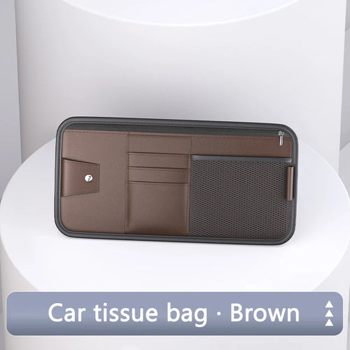 Car Sun Visor Storage Box Interior Auto Sunglasses Case Cards Holder Multi-Functional Car Sunshade Plate Organizer Bag