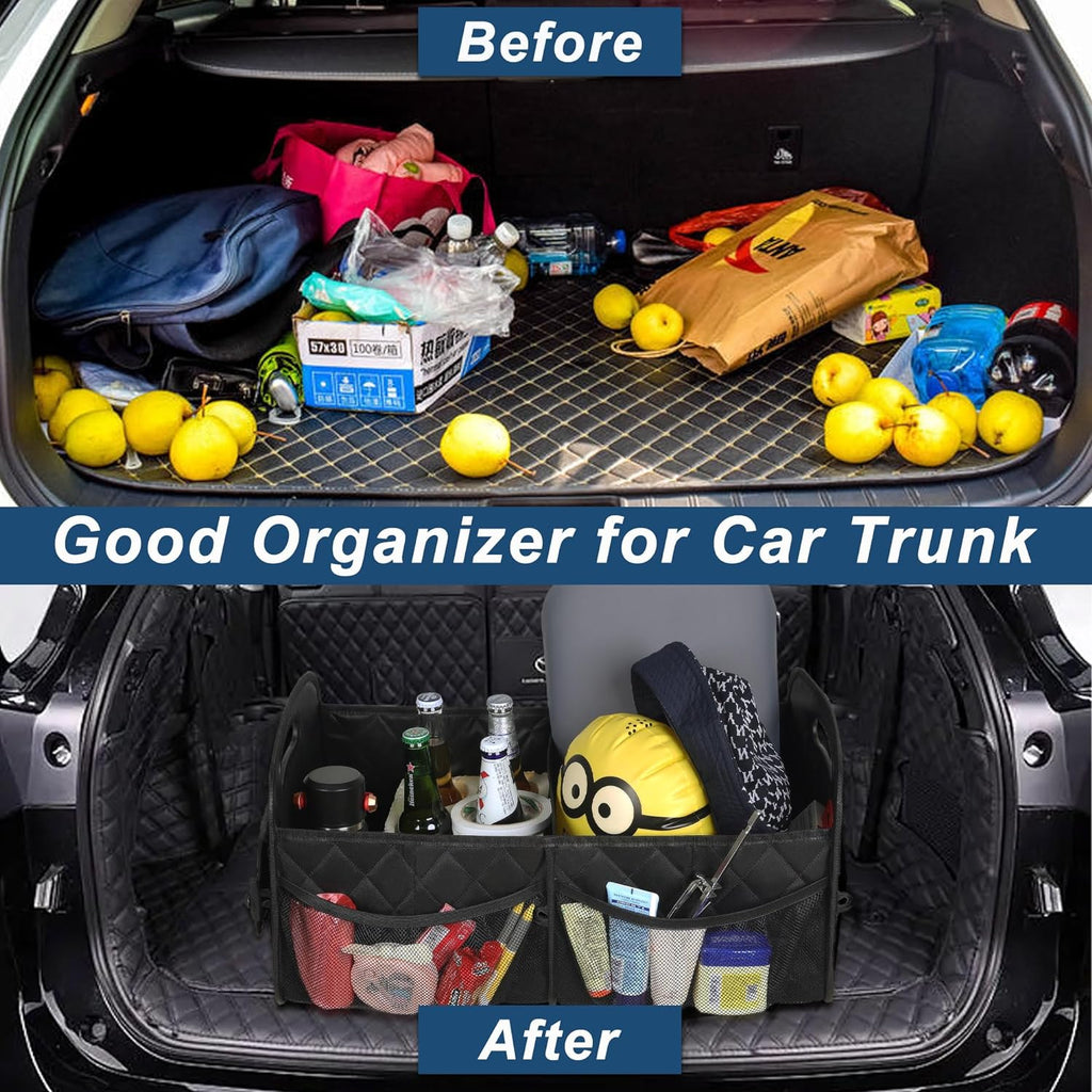 Car Trunk Organizer for SUV, Car Organizers and Storage with Reinforced Handles, Car Accessories for Women/Men 50Lwaterproof Polyester Trunk Organizer, Black