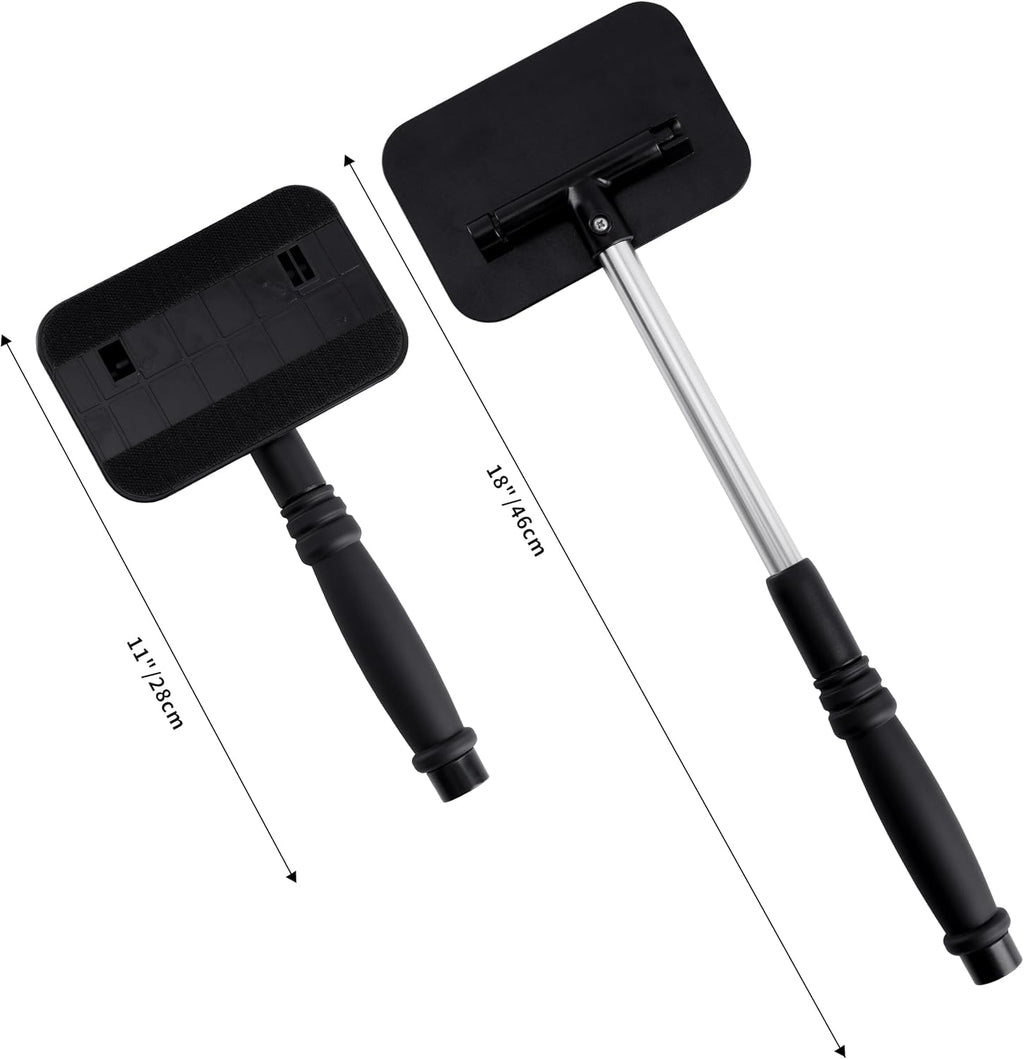 Pivoting Windshield Glass Cleaning Tool Extendable Aluminum Handle W/3 Premium Microfiber Covers
