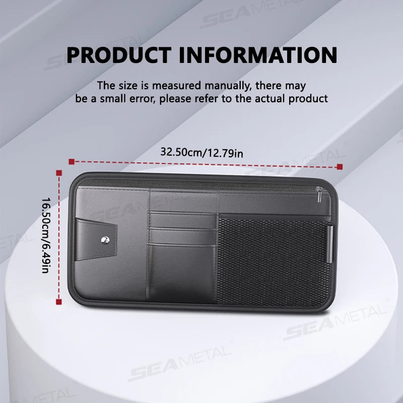 Car Sun Visor Storage Box Interior Auto Sunglasses Case Cards Holder Multi-Functional Car Sunshade Plate Organizer Bag
